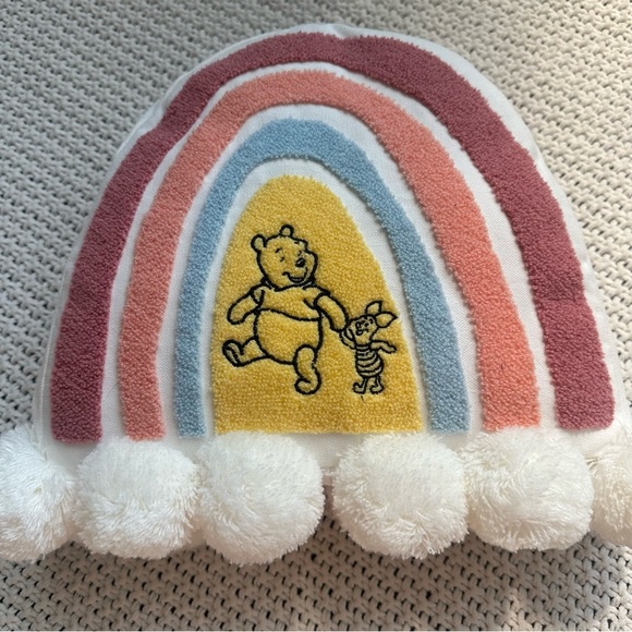 Disney Winnie The Pooh Bear Rainbow Cloud Pillow “A Snuggly Sort Of Day” Pom Pom - Picture 2 of 9
